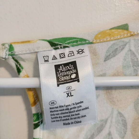 Alex's Lemonade Stand Sz XL Romper Lemons Pockets Stretch Drawstring Waist - Picture 2 of 5